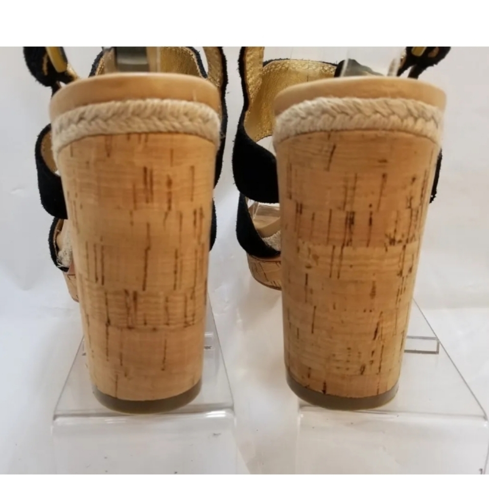 Coach Valeann Suede Leather Cork Platform Block Heel Strappy Sandal, 10,… - Picture 3 of 10